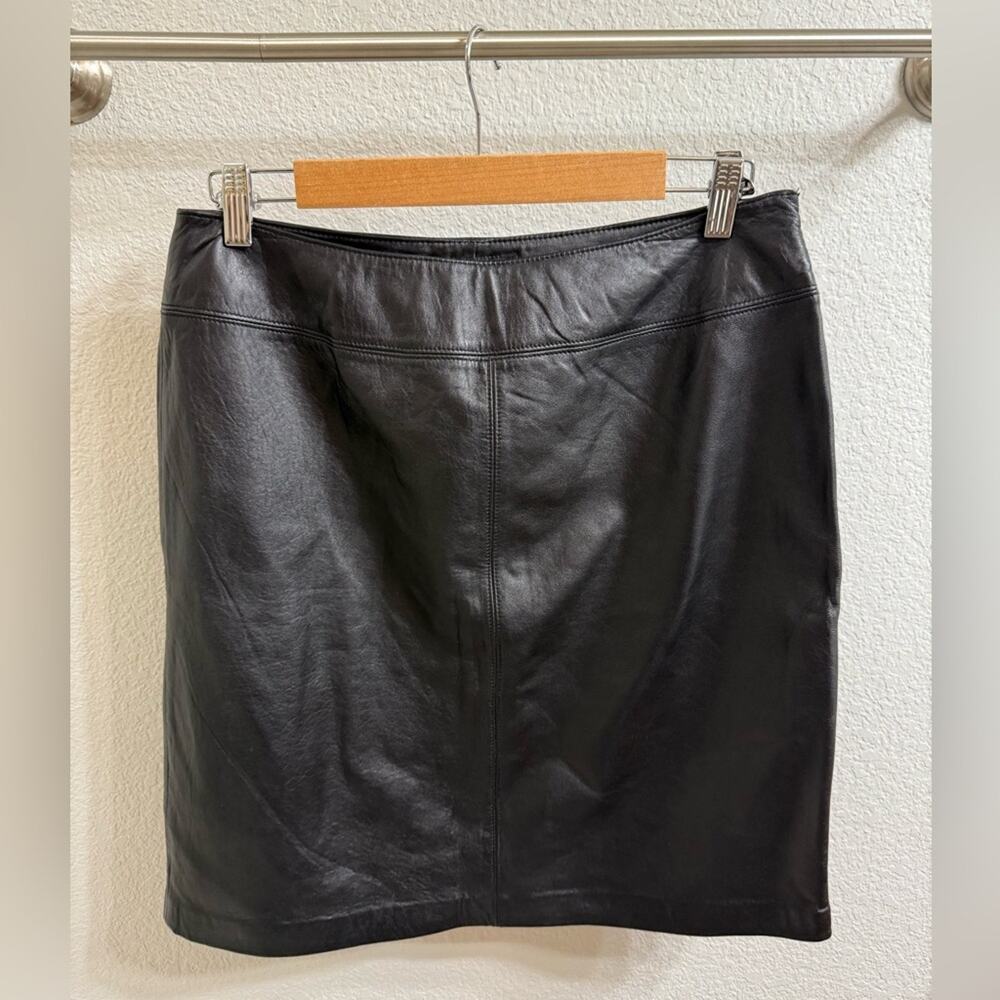 Vintage 90s/Y2K Black Lambskin Leather Mini Skirt Women’s 12